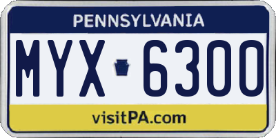 PA license plate MYX6300