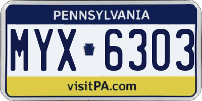 PA license plate MYX6303