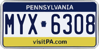 PA license plate MYX6308