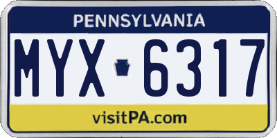 PA license plate MYX6317
