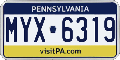 PA license plate MYX6319