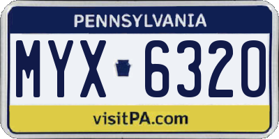 PA license plate MYX6320