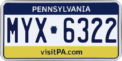 PA license plate MYX6322