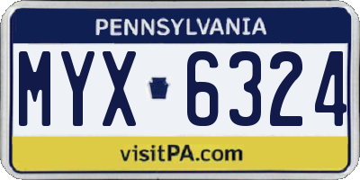 PA license plate MYX6324