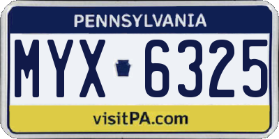 PA license plate MYX6325