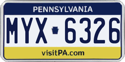 PA license plate MYX6326