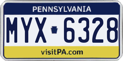 PA license plate MYX6328