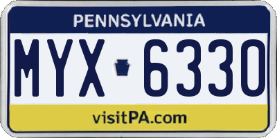 PA license plate MYX6330