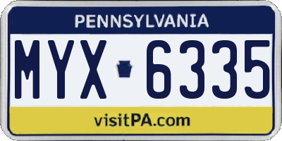 PA license plate MYX6335