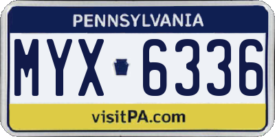 PA license plate MYX6336