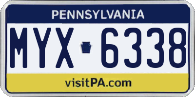 PA license plate MYX6338