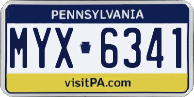 PA license plate MYX6341