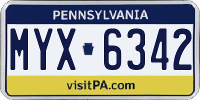 PA license plate MYX6342