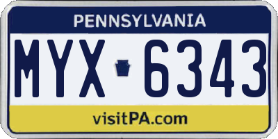 PA license plate MYX6343