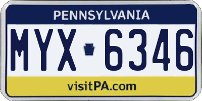 PA license plate MYX6346