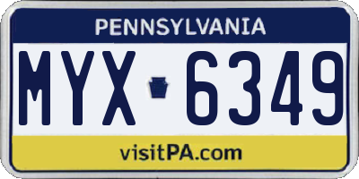 PA license plate MYX6349