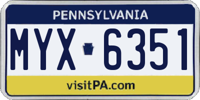 PA license plate MYX6351