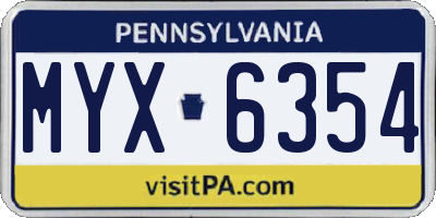 PA license plate MYX6354