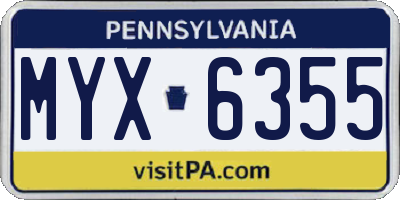 PA license plate MYX6355