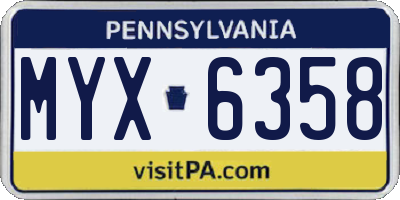 PA license plate MYX6358