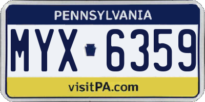 PA license plate MYX6359