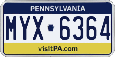 PA license plate MYX6364