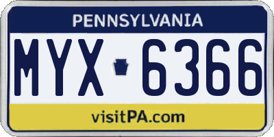 PA license plate MYX6366