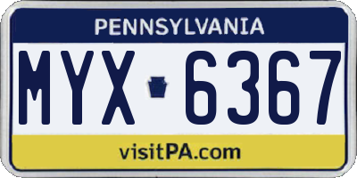 PA license plate MYX6367