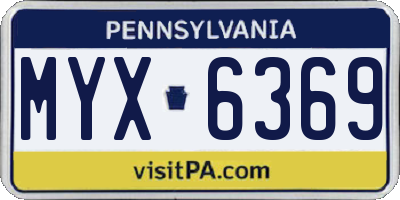 PA license plate MYX6369