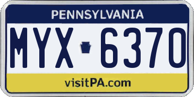 PA license plate MYX6370