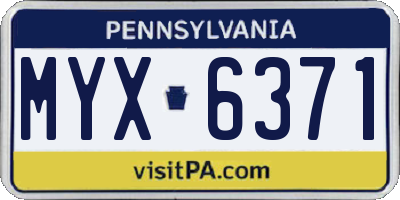 PA license plate MYX6371