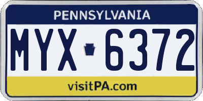 PA license plate MYX6372
