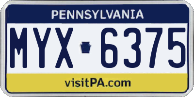PA license plate MYX6375