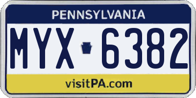 PA license plate MYX6382