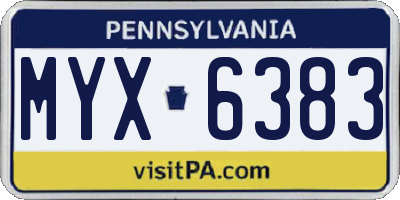 PA license plate MYX6383