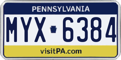 PA license plate MYX6384