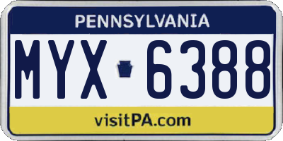 PA license plate MYX6388