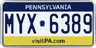 PA license plate MYX6389