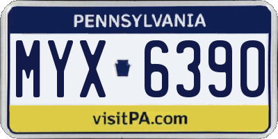 PA license plate MYX6390