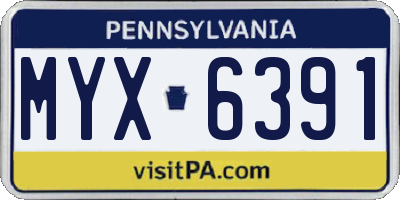 PA license plate MYX6391