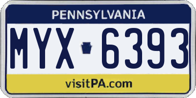 PA license plate MYX6393