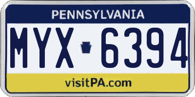 PA license plate MYX6394