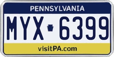 PA license plate MYX6399