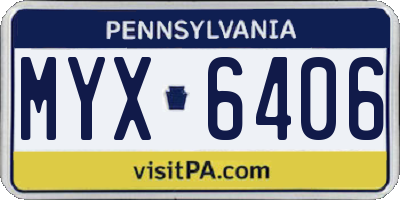 PA license plate MYX6406