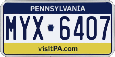 PA license plate MYX6407