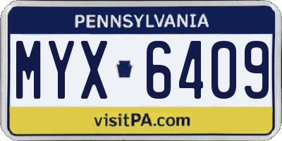 PA license plate MYX6409