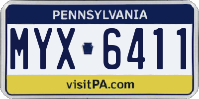PA license plate MYX6411