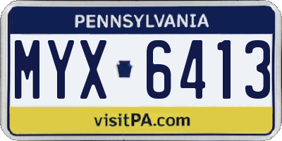 PA license plate MYX6413