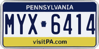 PA license plate MYX6414
