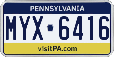 PA license plate MYX6416